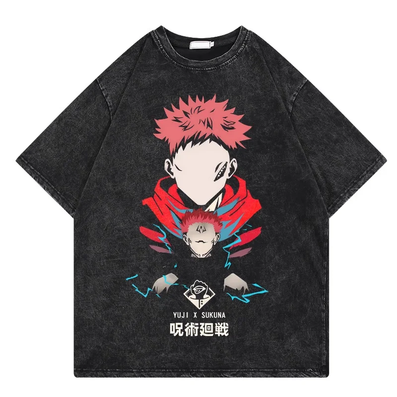

Ryomen Sukuna Anime Jujutsu Kaisen Summer T-Shirt Harajuku Men Cotton Vintage Street Oversized Women Casual Loose Short Sleeve