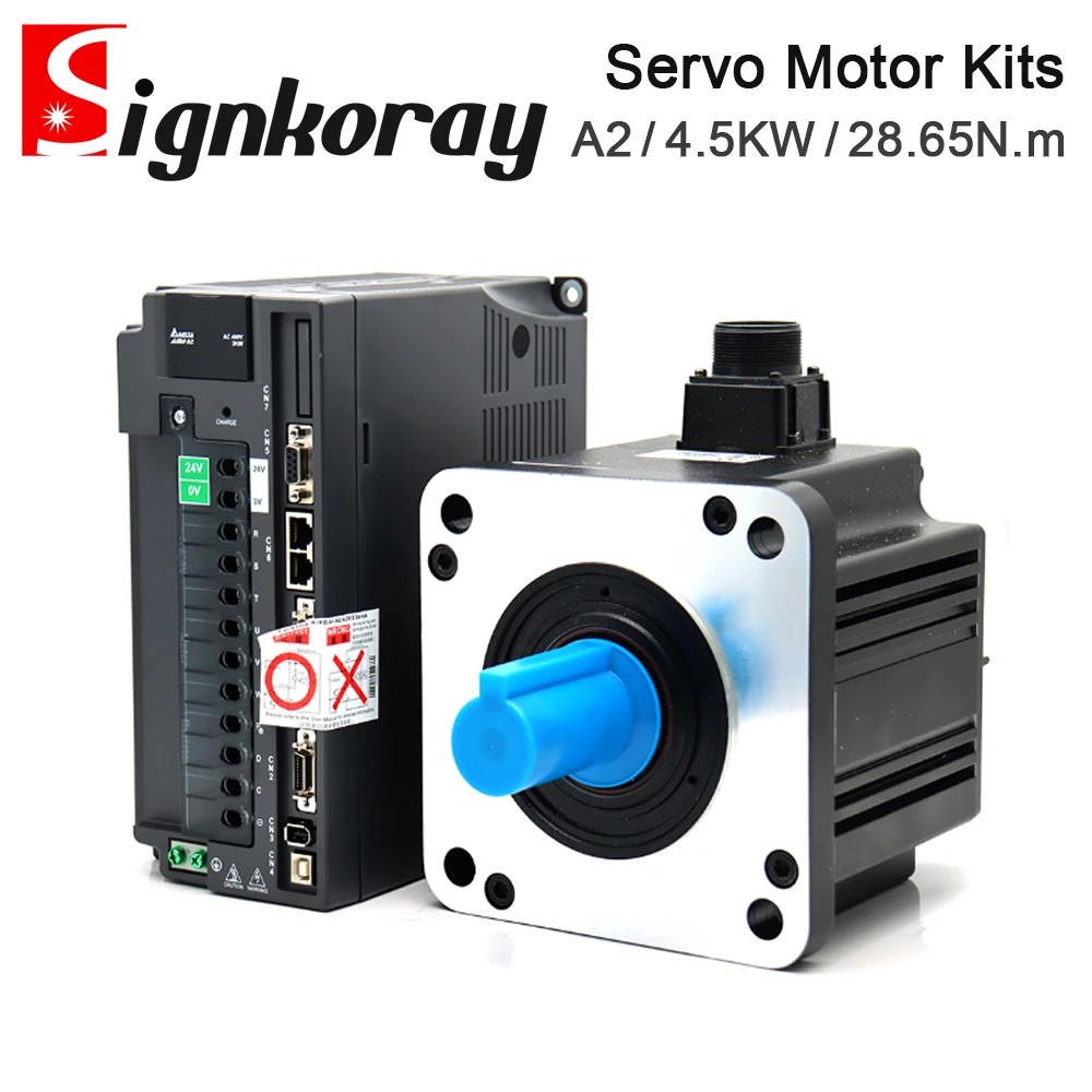 SignkoRay Delta Servo Motor Kits 4.5KW A2 Series ASD-A2-4543-M ECMA-L11845RS 400V 1500rpm 28.65N.m 20.8A