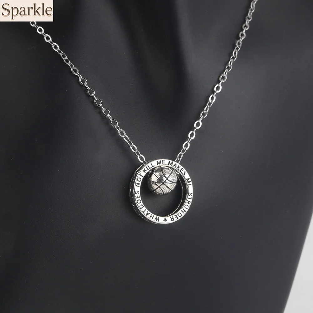 

Retro Basketball Pendant Necklace Trendy Hip Hop Double Circle Collarbone Chain Fashion Versatile High-End Fashion Neck Jewelry