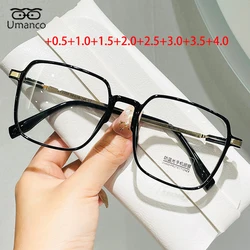 + 0,5 + 1,0 + 1,5 + 2,0 + 2,5 übergroßen Quadratischen Lesebrille für Frauen Männer Anti Blau Licht linsen TR Rahmen Presbyopie Brillen