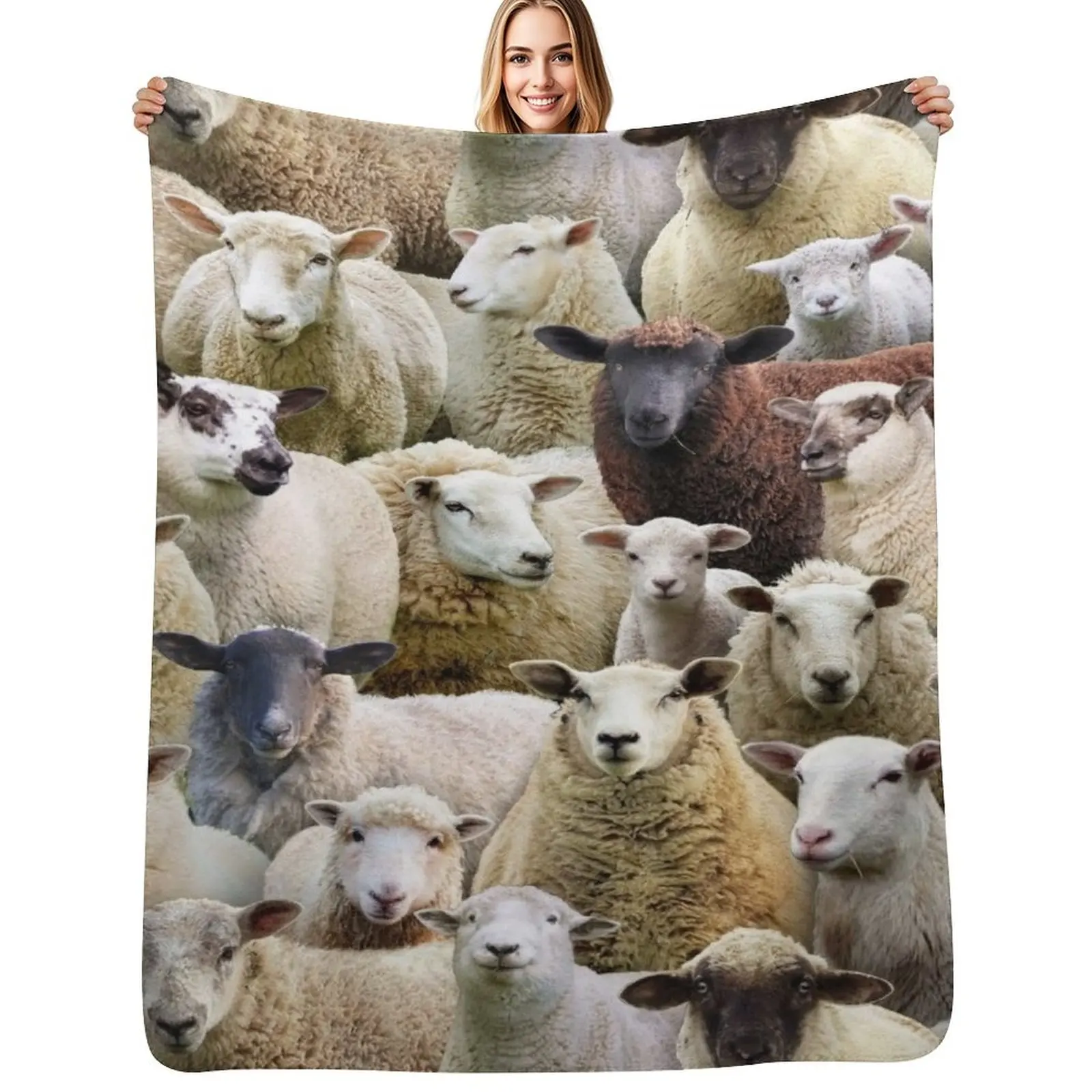 sheep image Throw Blanket Multi Purpose Soft Warm Blanket for Home Travel