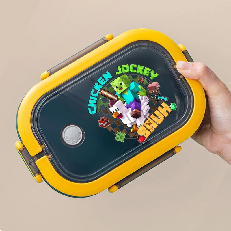 Minecraftes Pixeles Bento صندوق الغداء Kawaii الكرتون المطبوعة الاطفال علب الاغذية سعة كبيرة حاويات تخزين المواد الغذائية هدايا الأطفال #4