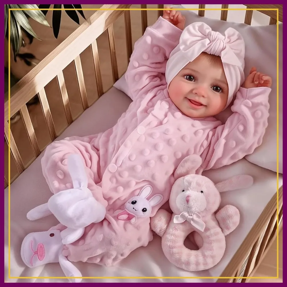 

17" Lifelike Reborn Baby Doll, Drink & Wet, Soft Vinyl, Pretend Play Gift for Girls 3+