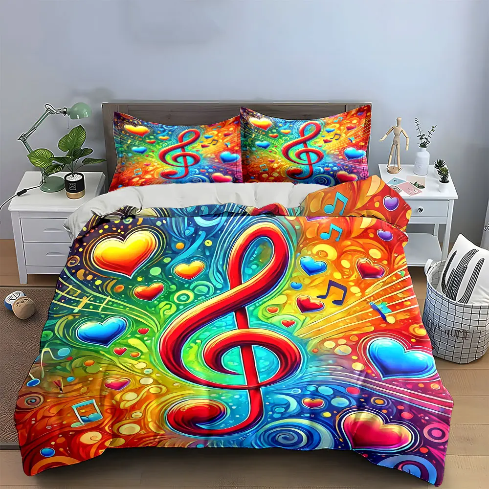 

Colorful Musical Art Decor Set Bedding Set with 1 Duvet Cover 2 Pillowcases Single Double King Queen, Gift