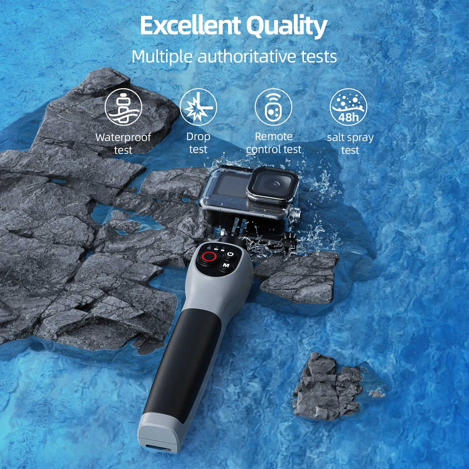 TELESIN Underwater Extendable Selfie Stick Wireless Remote Control for Gopro Hero 13 12 11 10 9 8 Black Gopro Accessories