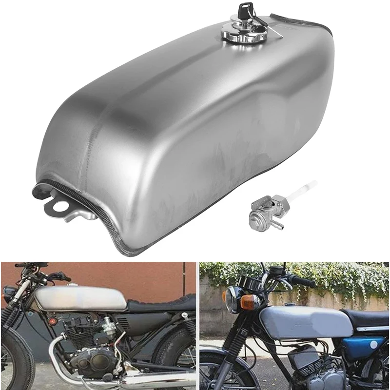 

9L Vintage Cafe Racer Motorcycle Fuel Tank Bare Steel with Thick Iron Cap Switch For RD50 RD350 CG125