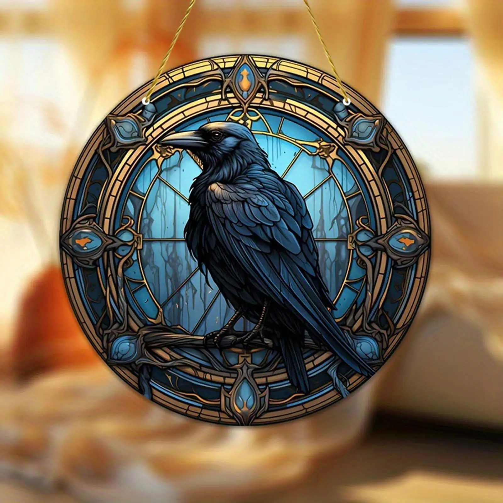 

Raven Glass Window Hanging Halloween Decoration for Living Room Garden Walls