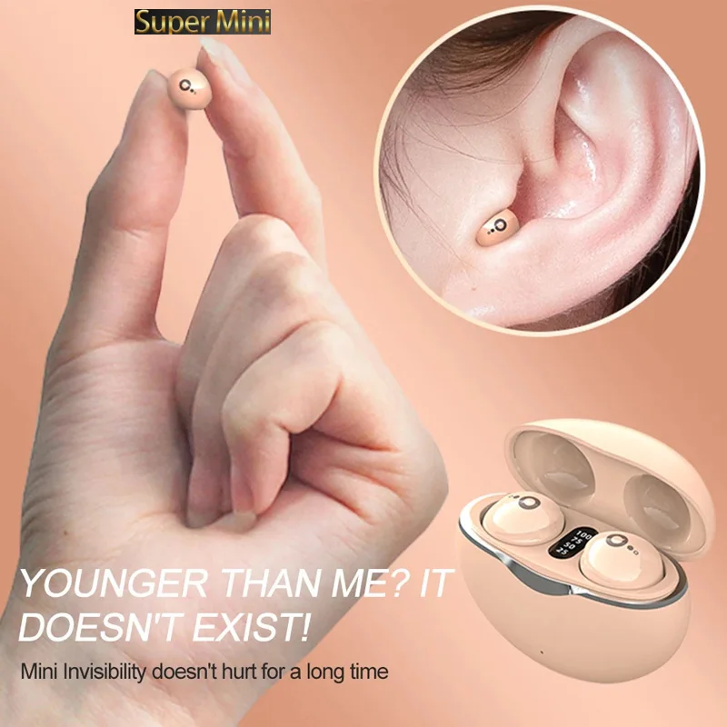 Mini InvisibleHeadphones Bluetooth 5.3 True Wireless In-Ear Earphones With Mic Noise Cancelling Invisible Sleeping HiFi Sound