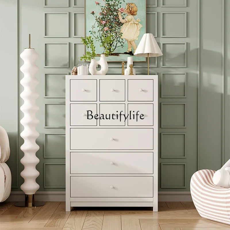 

Solid Wood Chest of Drawer Home Entrance Cabinet Cream Style Locker