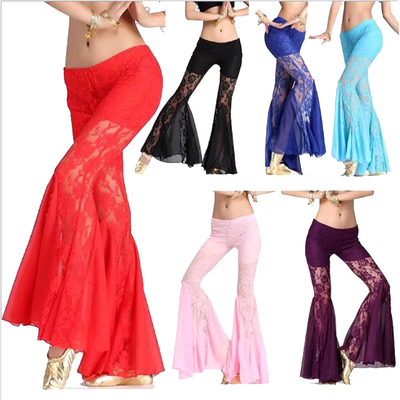 Sexy nieuwe professionele vrouwen buikdansbroek kant bollywood indian dance kostuums tribale buikdansen flares broek praktijk