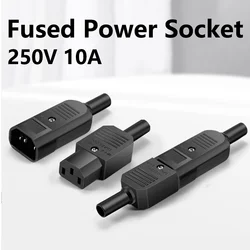 5/20/100PCS C13 C14 lEC Straight Cable Plug Connector 10A250V Black Female&Male Plug Rewirable Power Connector 3 Pin AC Socket