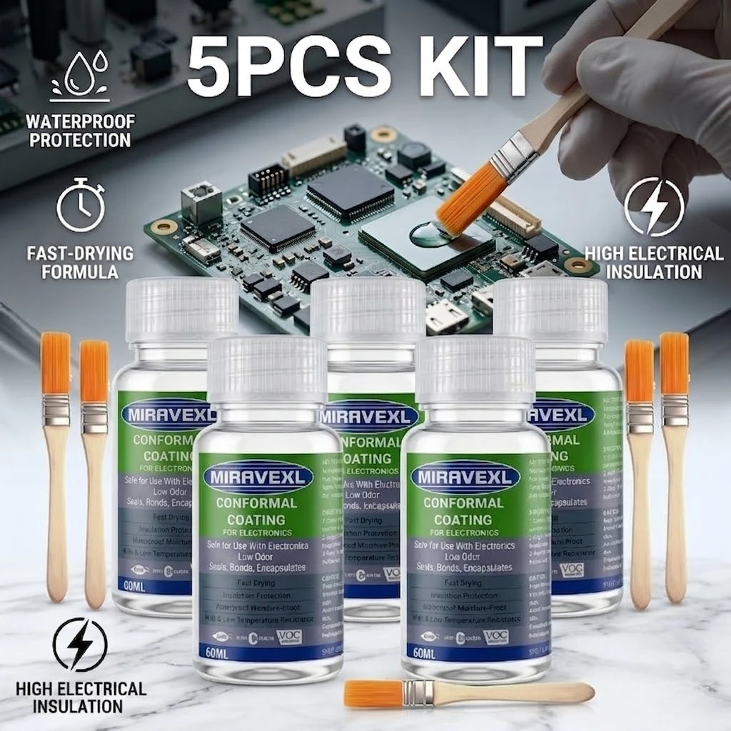 Barniz de Recubrimiento Conformal Aislante Impermeable, Pintura Transparente de Secado Rápido para PCB, para Placas de Circuito Electrónico, con Pincel