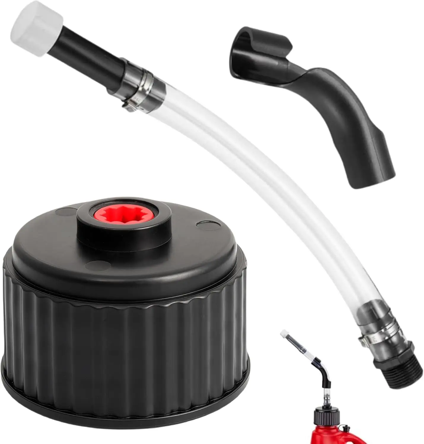 

Racing Fuel Jug Hose, Replacement Cap & Hose Bender Kit for 5.5 Gallon VP Fuel Jugs, Universal Threaded Nozzle, Easy to Use and