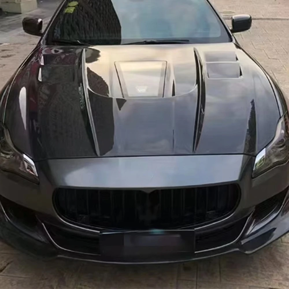High Quality TOP-type Carbon Fiber Transparent Glass Engine Hood for Maserati Quattroporte Upgrading Body Kit