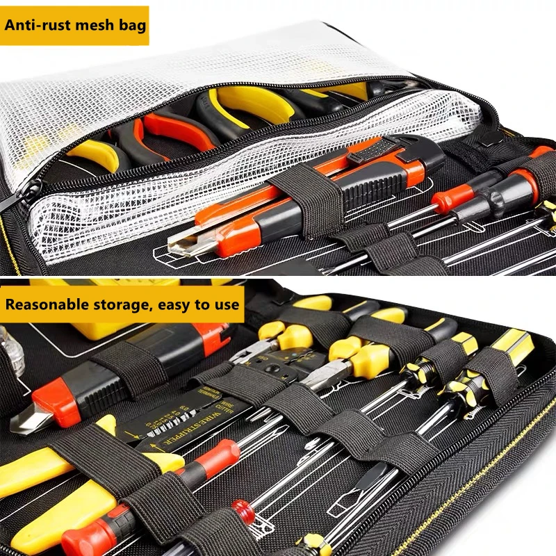 Portable Tool Bag Oxford Cloth Electrician Bag, Pliers Wrench Multimeter Storage Bag Multi-pocket Waterproof Storage Bag