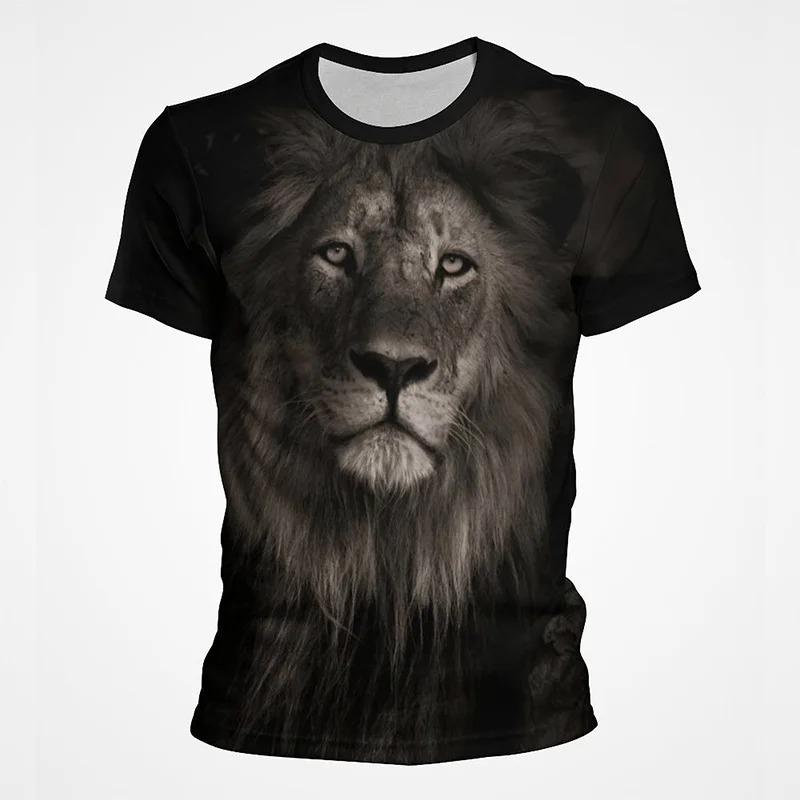 African Lion Graphic T Shirt For Men Cool 3D Printed T-shirt Tops Animal Tees Personality Streetwear Trend Tops Funny T Shirts