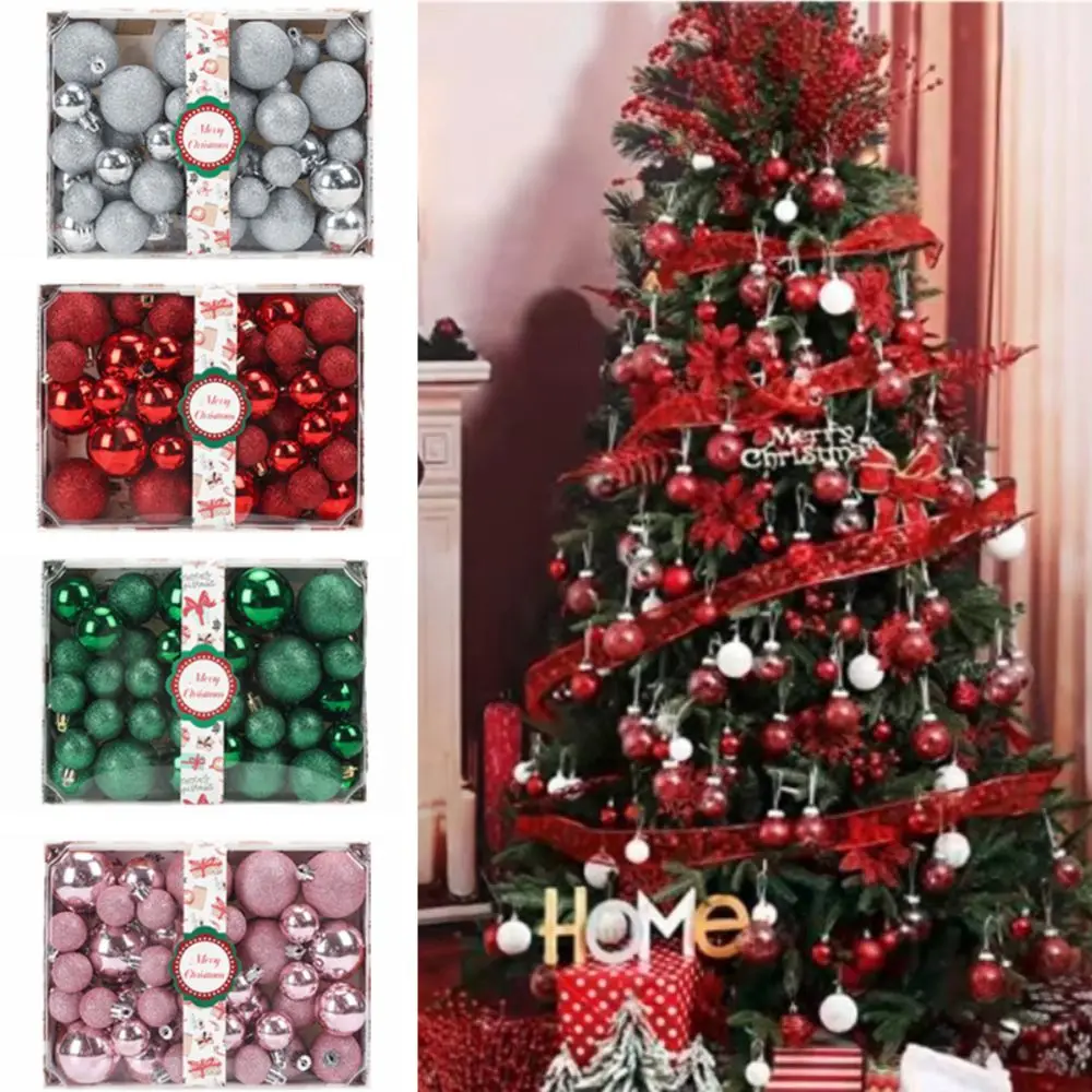 

42Pcs Creative Christmas Balls Set 3/4/5cm Colorful Electroplated Christmas Hanging Balls Delicate Plastic