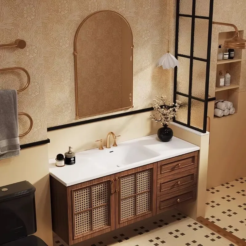 Luxury Floating Drawers Bathroom Cabinet Sink Mirror Orgnizer Vanity Restroom Cabinet Toilet Storage Mobiletto Bagno Furniture