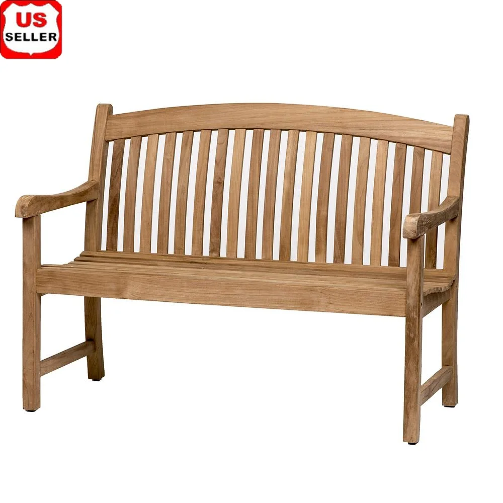 

Teak Outdoor Bench Ideal Patio and Garden 48" Light Brown High Quality Wood Comfortable Seating Sustainable Materials Modern