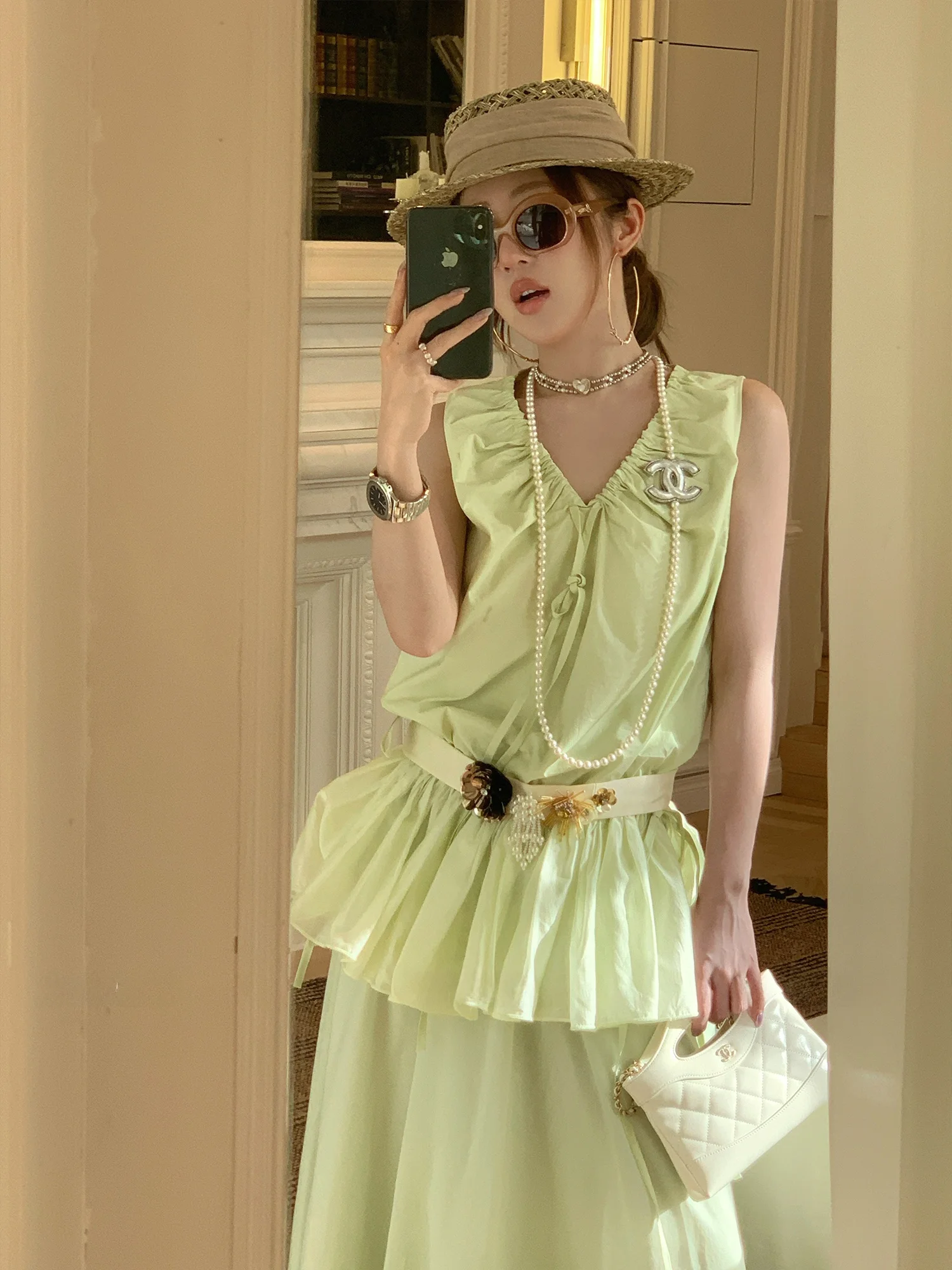 

Faionable V-Ne Svel Vest Top Women's Original Plant Lover's Sle Casual Polyester Blend Summer Outerwear