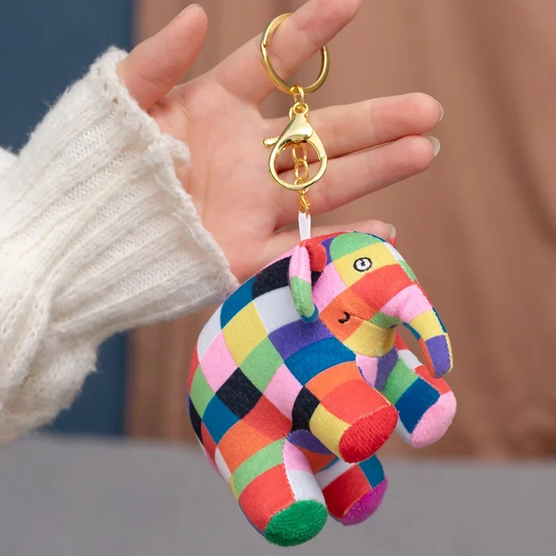 10/26 سنتيمتر الملونة منقوشة الفيل ألعاب من القطيفة جميلة حية القطن محشوة الفيل المعلقات و دمية لطيف المفاتيح مضحك هدية