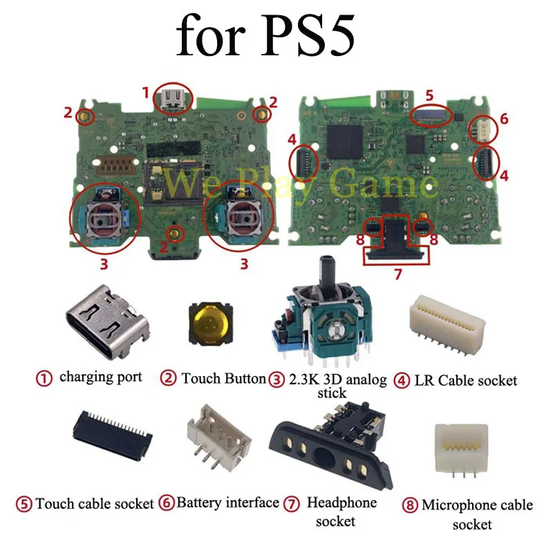 Motheboard Accessories for PS5 L2 R2 Connector Touch/Microphone/Headphone/Battery Interface Socket connector Repair Parts