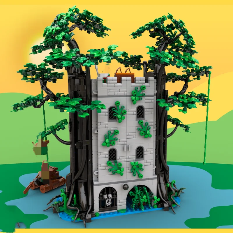 Neue MOC Mittelalterlichen Wald Schloss Architektur Modulare Kreative Street View Spielzeug Baustein Modell kinder Puzzle Geschenk