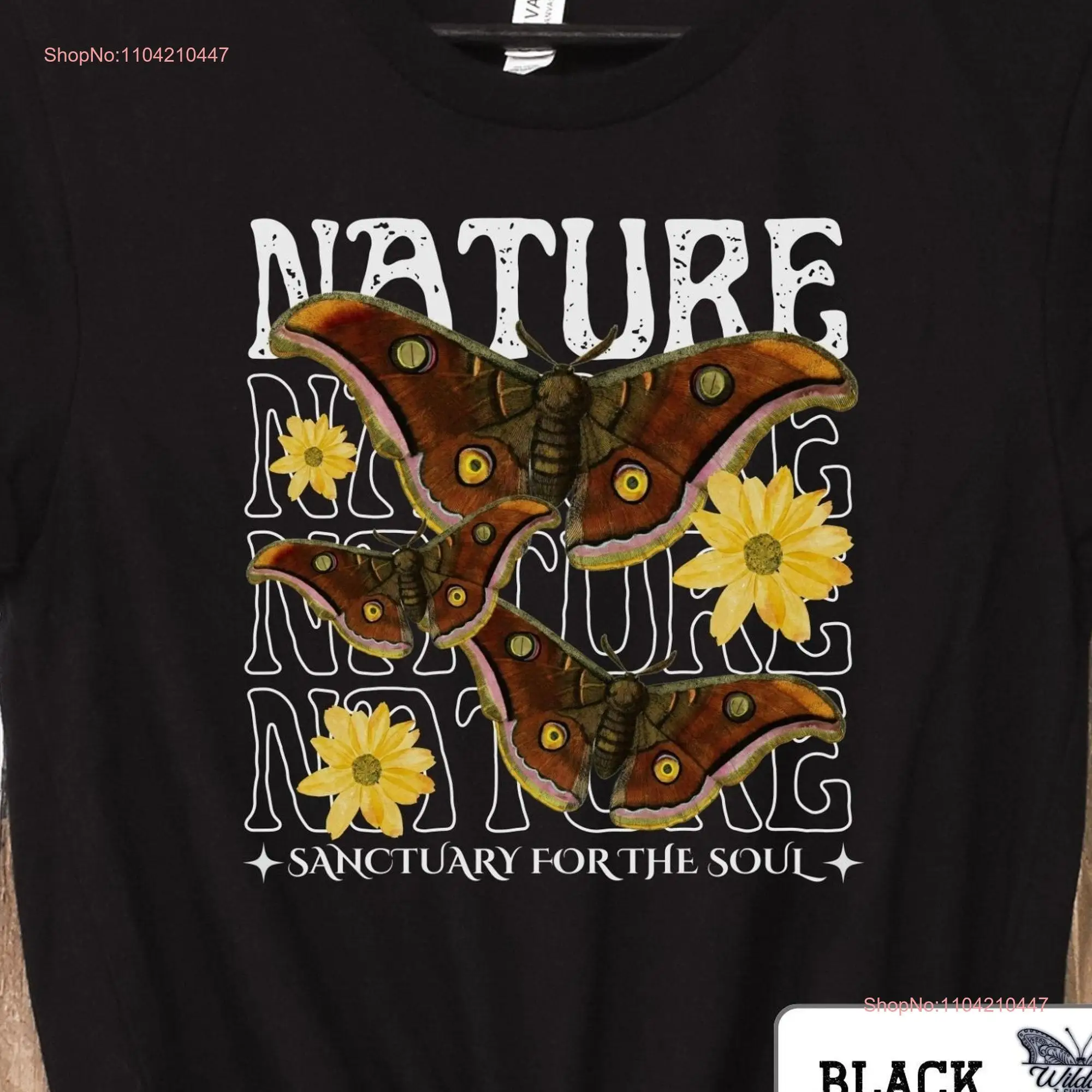 Nature Sanctuary For The Soul Vintage T shirt Cecropia Moth Flowers Summer Unique s Art and Insect Lovers