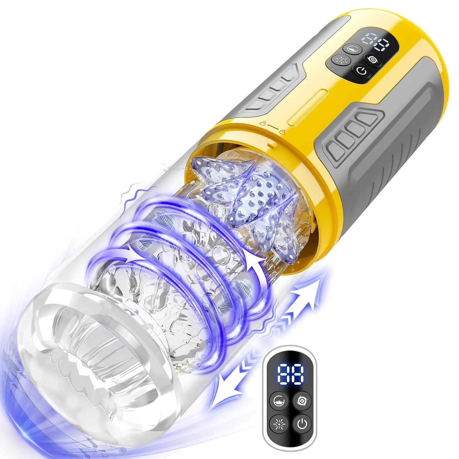 6 In 1 Male Sex Machine Penis Pump Vibration Thrusting Rotating Tongue Licking One Click Burst Modes LCD Display Men Masturbator