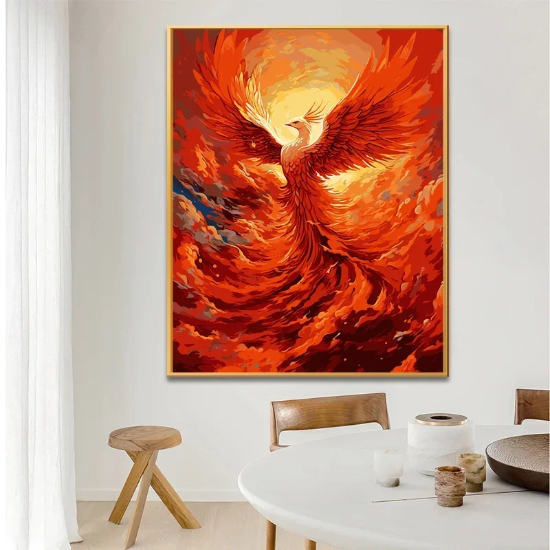 

589969 Painting by Numbers For Adultbluered phoenix in the sky Dropshipping Canvas Oil Paint by Number Home Decor