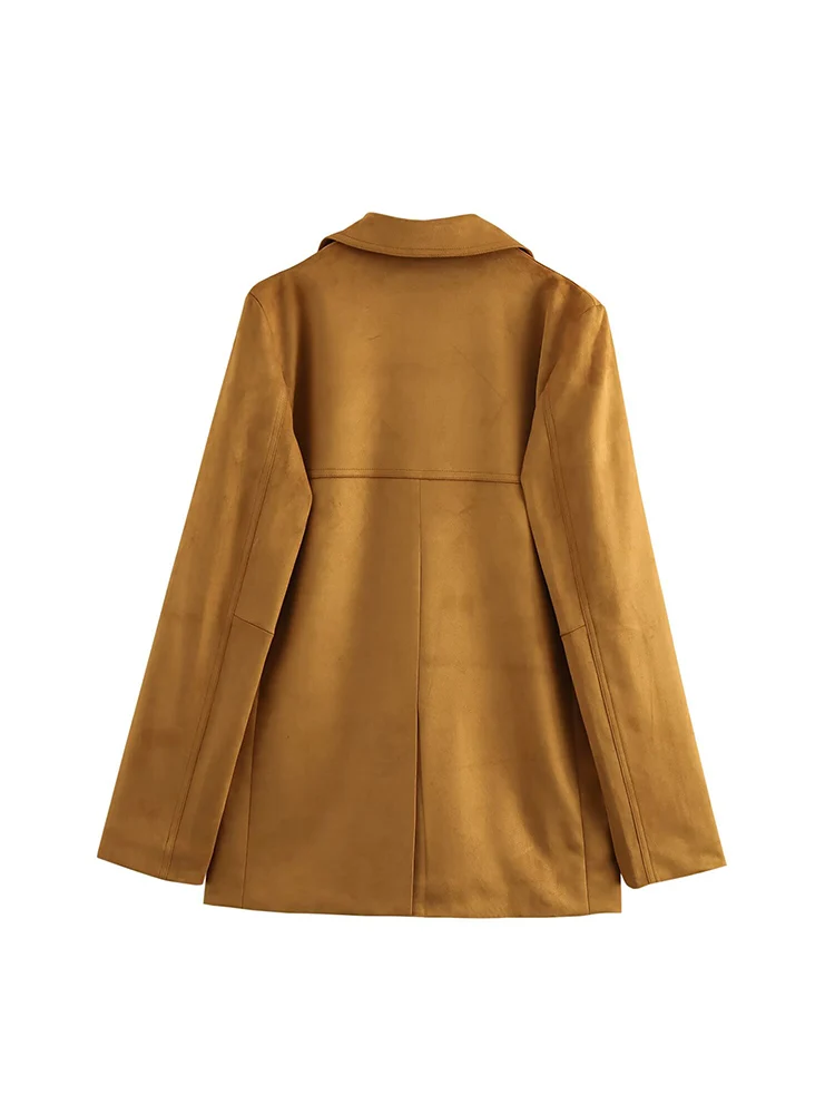 เสื้อสูทผู้หญิงสไตล์ยุโรป แฟชั่นทันสมัย ใช้งานได้หลากหลาย สีพื้น ปกเสื้อแบบปกเชิ้ต ติดกระดุมแถวเดียว ผ้ากำมะหยี่