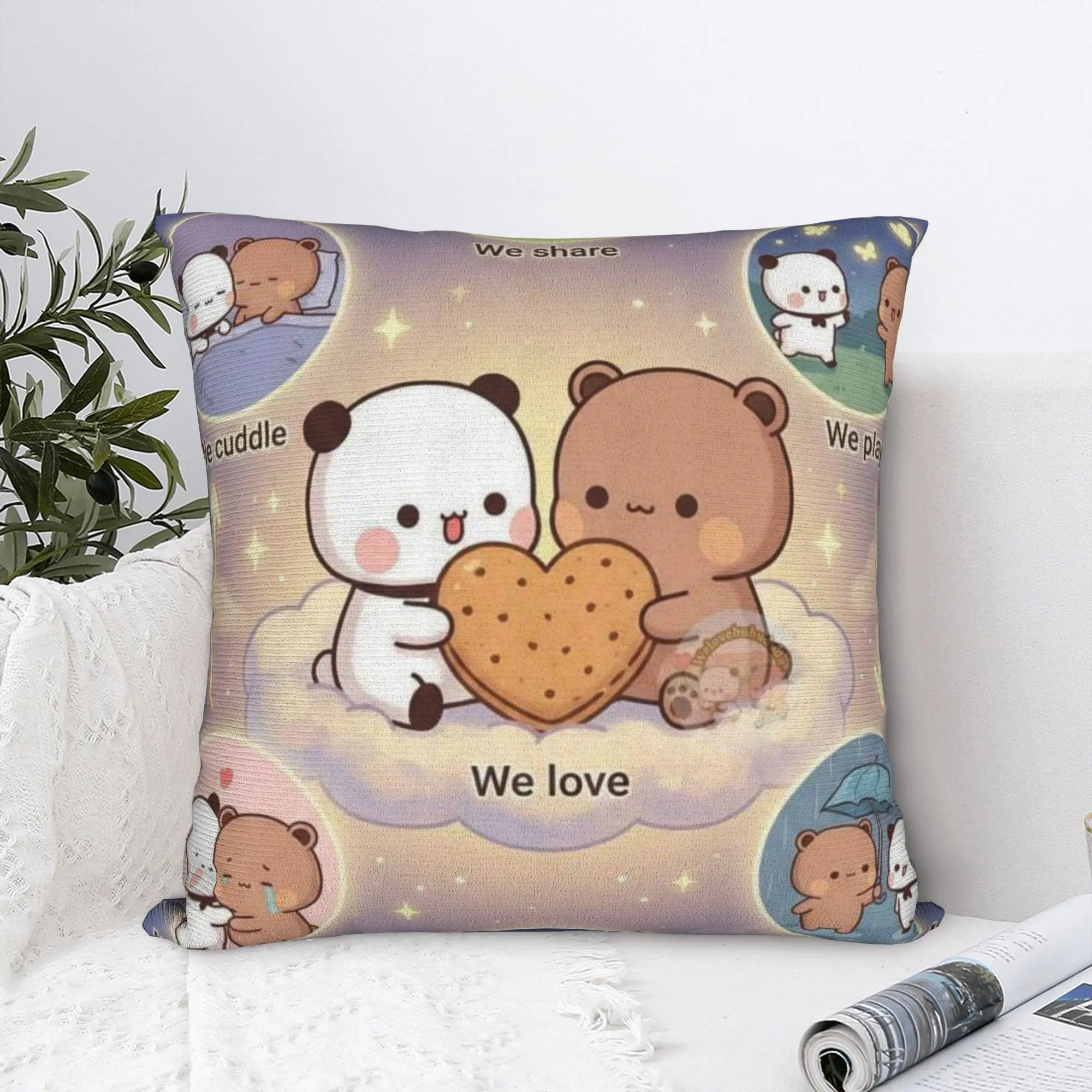 Cartoon Panda Bubu Dudu Square Pillow Case  Cushion Cover Customized Zippered Decorative Throw Pillow Case Cover Home 18