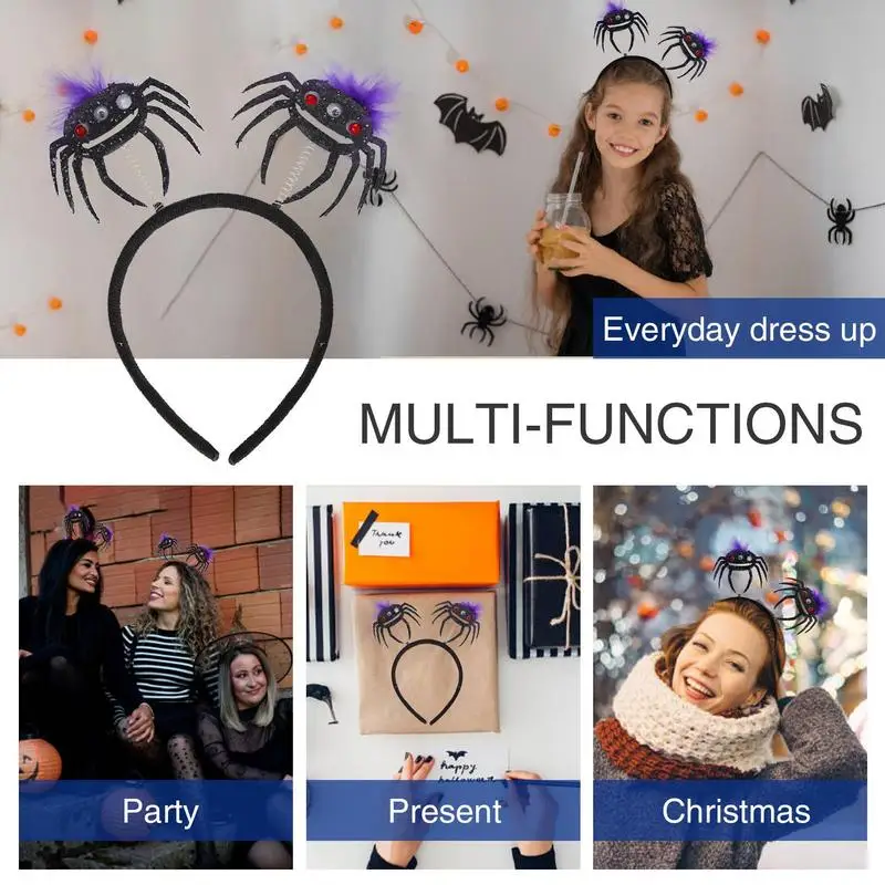 女性のためのハロウィンスパイダーヘッドバンド、創造的なヘッドピース、パーティーヘッドウェア、フェスティバルアクセサリー