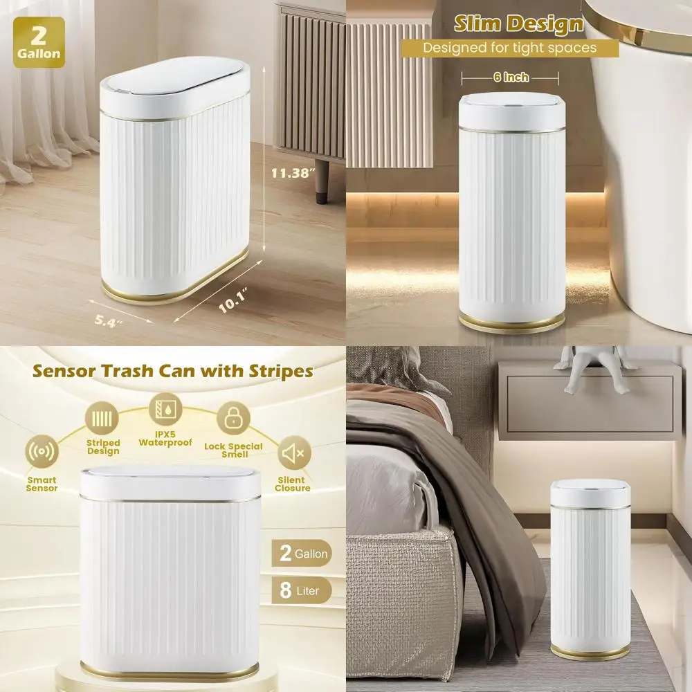 

2 Gallon Automatic Motion Sensor Trash Bin with Lid, 7.5L Smart Wastebasket for Bathroom, Bedroom, Office