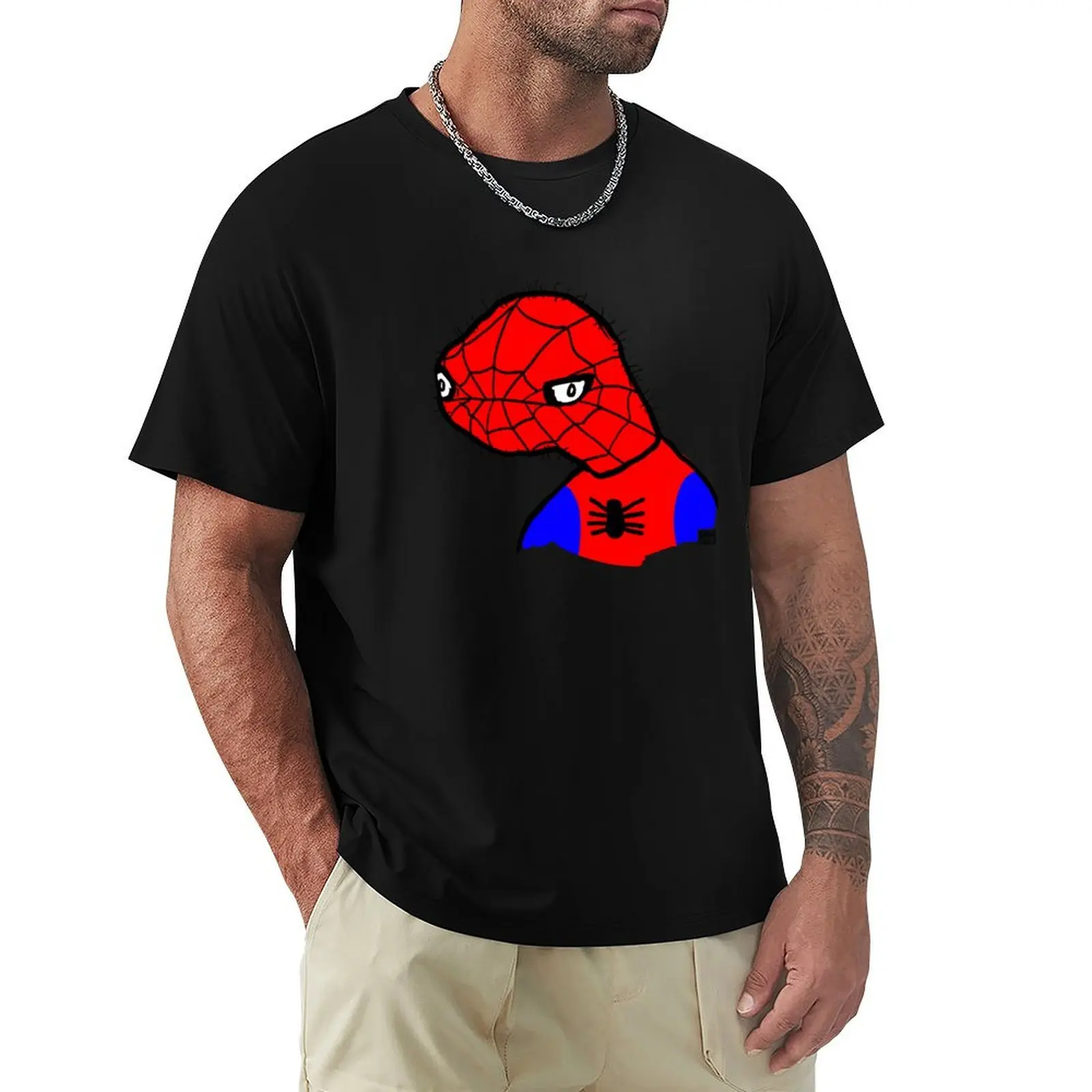 Spooderman Doodle T-Shirt Work Basic Short Sleeve Top