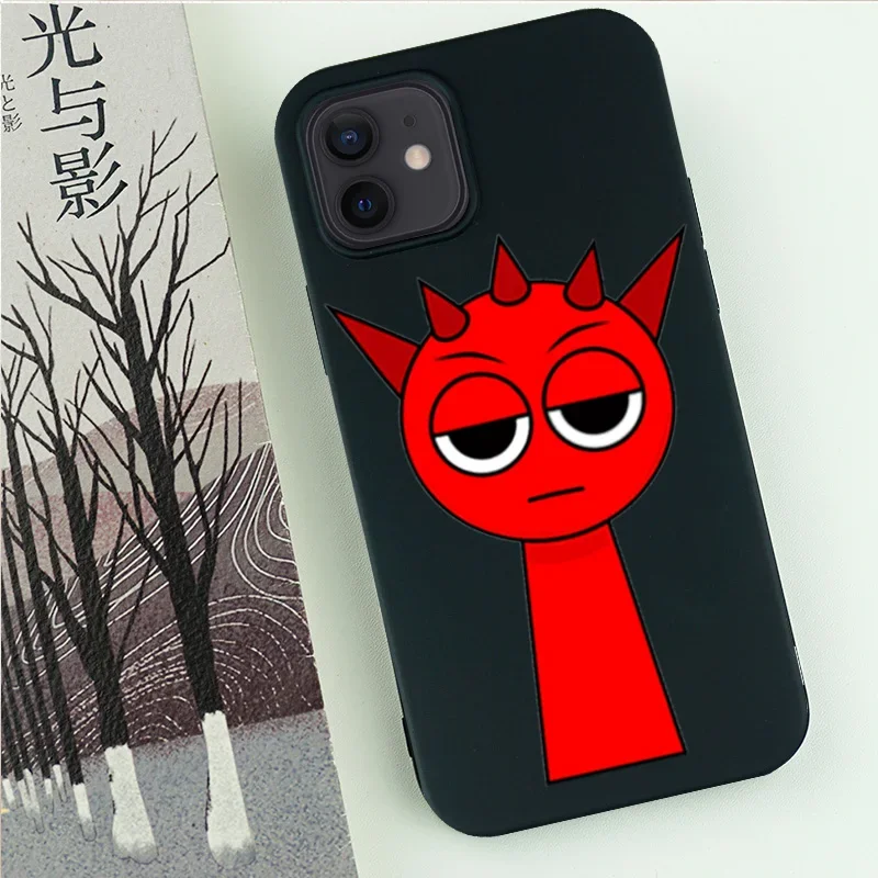 Cartoon Sprunki Pattern Phone Case For iPhone 16 15 14 13 12 11 Pro Max Mini X XS XR SE 7 8 Plus Shockproof Soft Cover Fundas