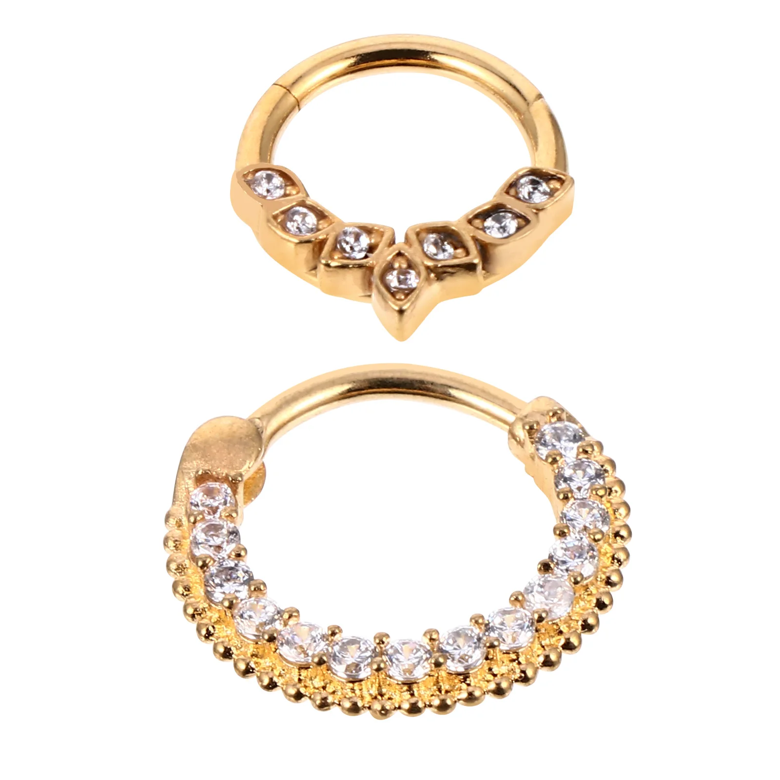 

2pcs Nose Ring Studs Stainless Steel Zircon Piercing Jewelry Golden Silver Vintage Elegant Daily Trendy Perfect Gift Body