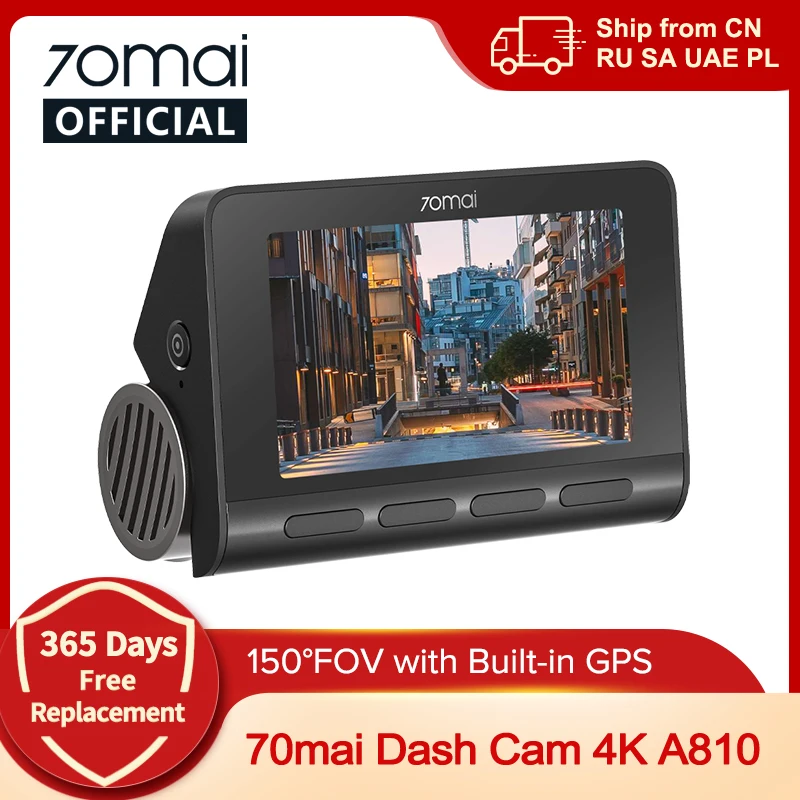 Image of 70mai 4K Dashcam A810 HDR mit integriertem GPS, ADAS, 24-Stunden-Parküberwachung, 4G-kompatibel, Auto-DVR 70mai A810