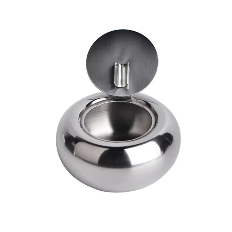 Custom Silver Stainless Steel Round Cigar Ashtray Custom Covered Cigar Ashtray