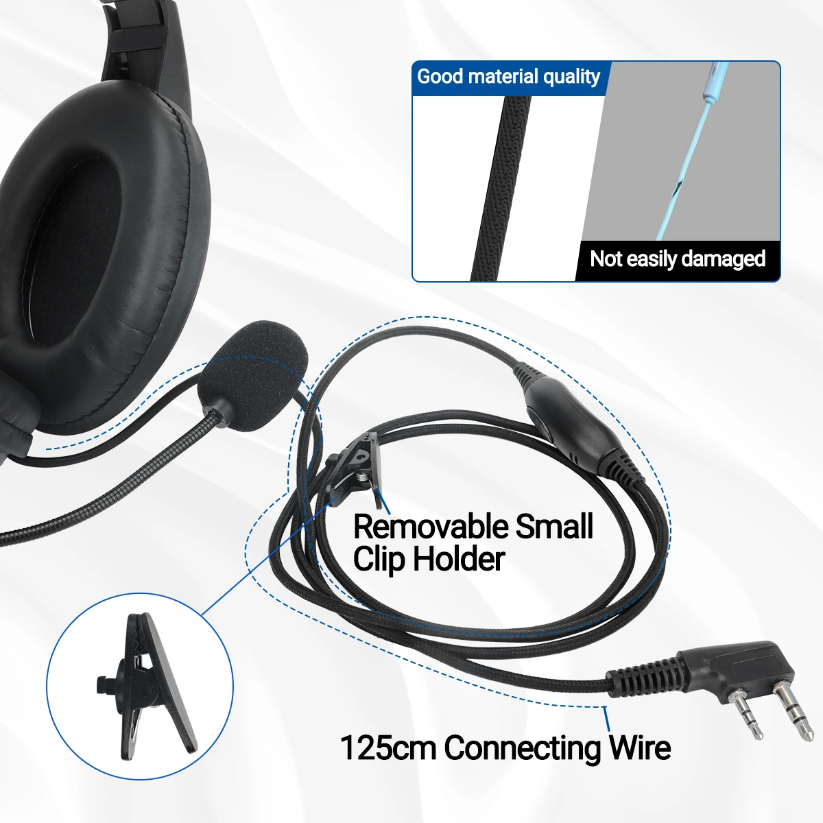 ABBREE PTT VOX MIC سماعة أذن مرنة سماعة لاسلكية تخاطب لراديو Baofeng UV-21 Pro UV-5R Quansheng UV-K5(8) UV-K6 اتجاهين