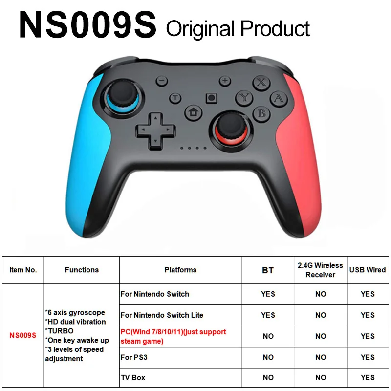 GAMINJA Original controlador inalámbrico BT para Nintendo Switch