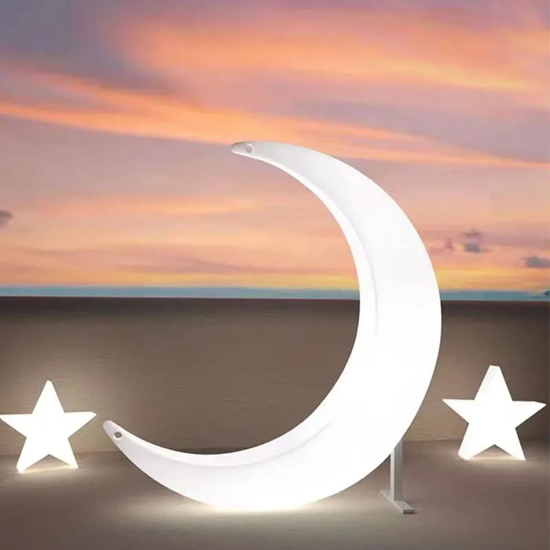 أضواء حديقة كرسي متأرجح على شكل قمر مضاء بإضاءة LED خارجية مع ميزة بلاستيكية ومضاءة