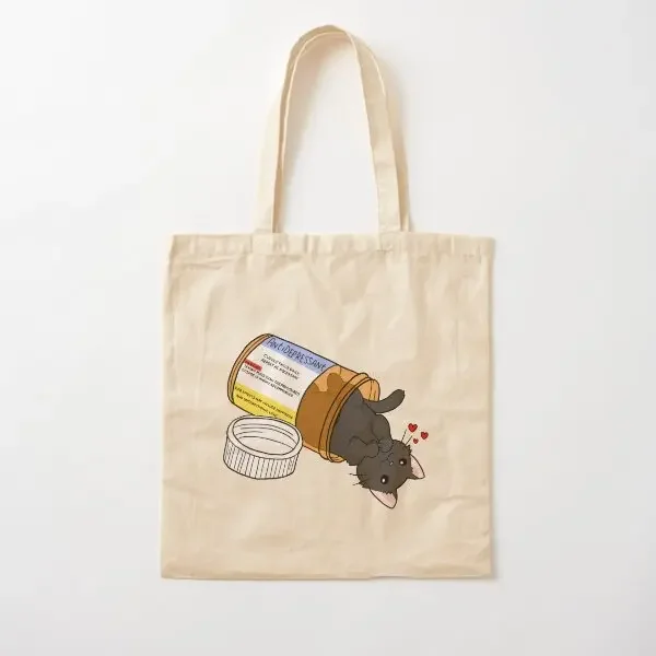 

Kitty Antidepressant Love Medicine Cotto Canvas Bag Reusable Handbag Grocery Shoulder Bag Unisex Shopper Fashion Ladies Casual