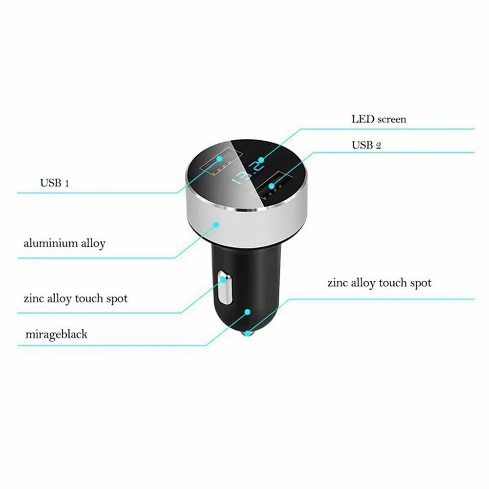 

120W Car Charger Adapter Quick Charge 2 Port LCD Display DC12V-24V Socket 3.1A Dual USB Car Charger Automobiles Accessories