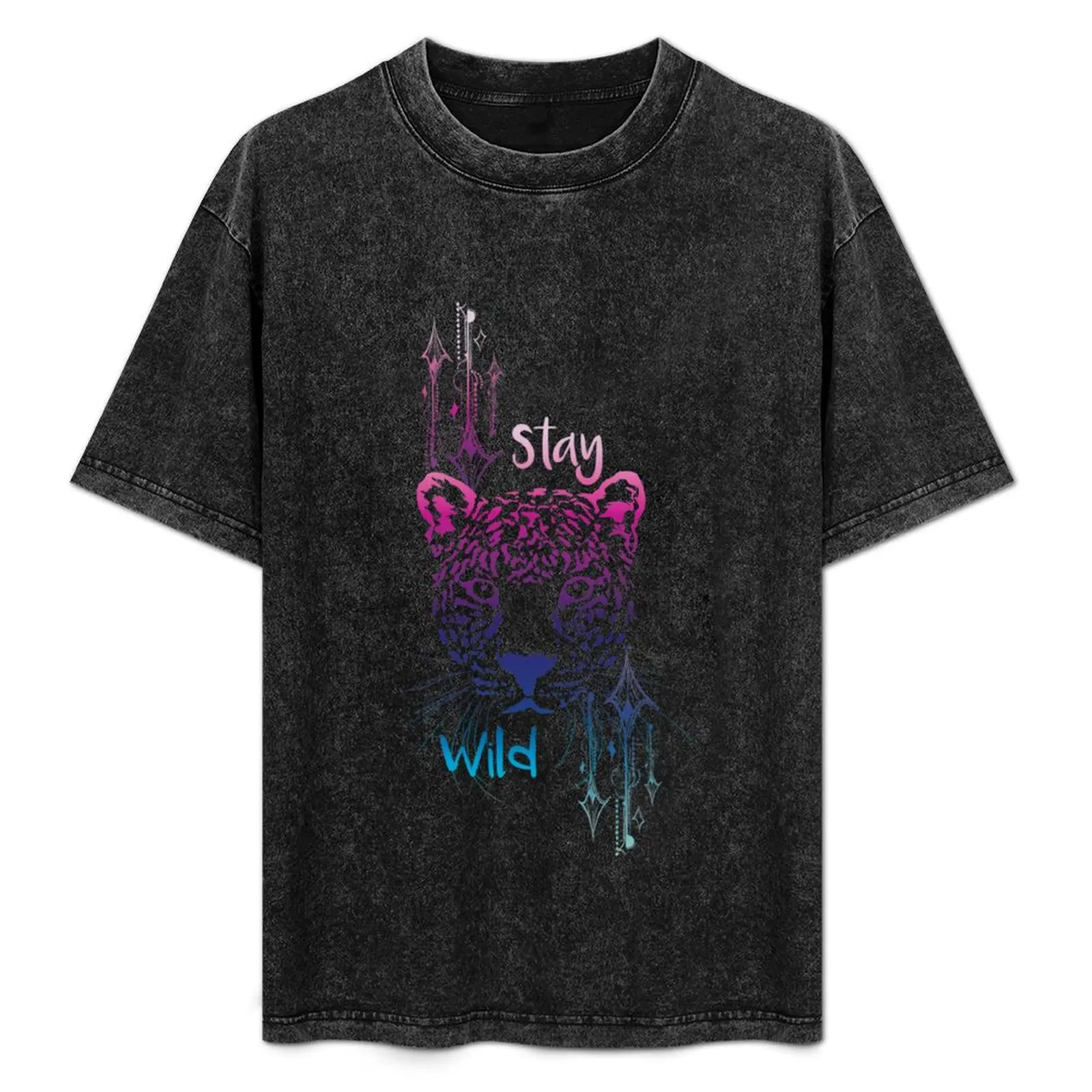 

Stay Wild Leopard T-Shirt man clothes anime tshirt tops plus sizes mens workout shirts