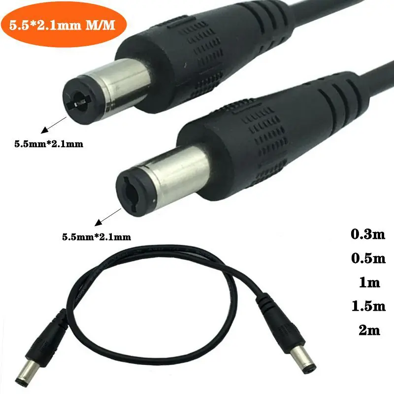 Elbow DC5.5 * 2.1mm Male to Male DC Power Line, Bold DC Dual Male Monitoring Power Line 0.3M 0.5M 1.5M 2M