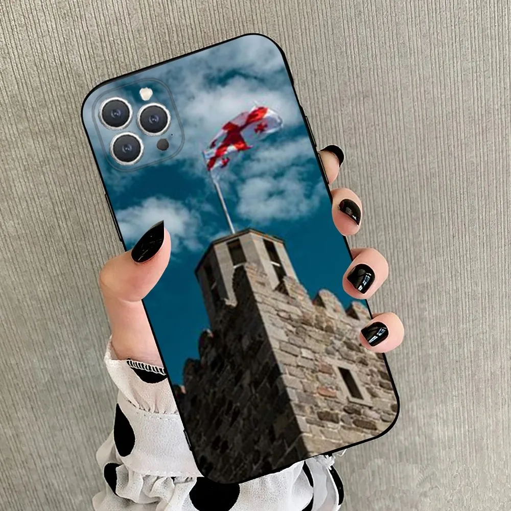 Capa de silicone macia preta para iPhone, Capa para iPhone 15,14,13,12,11,Plus,Pro Max,XS,X,XR,SE,Mini,8,7, 16, bandeira