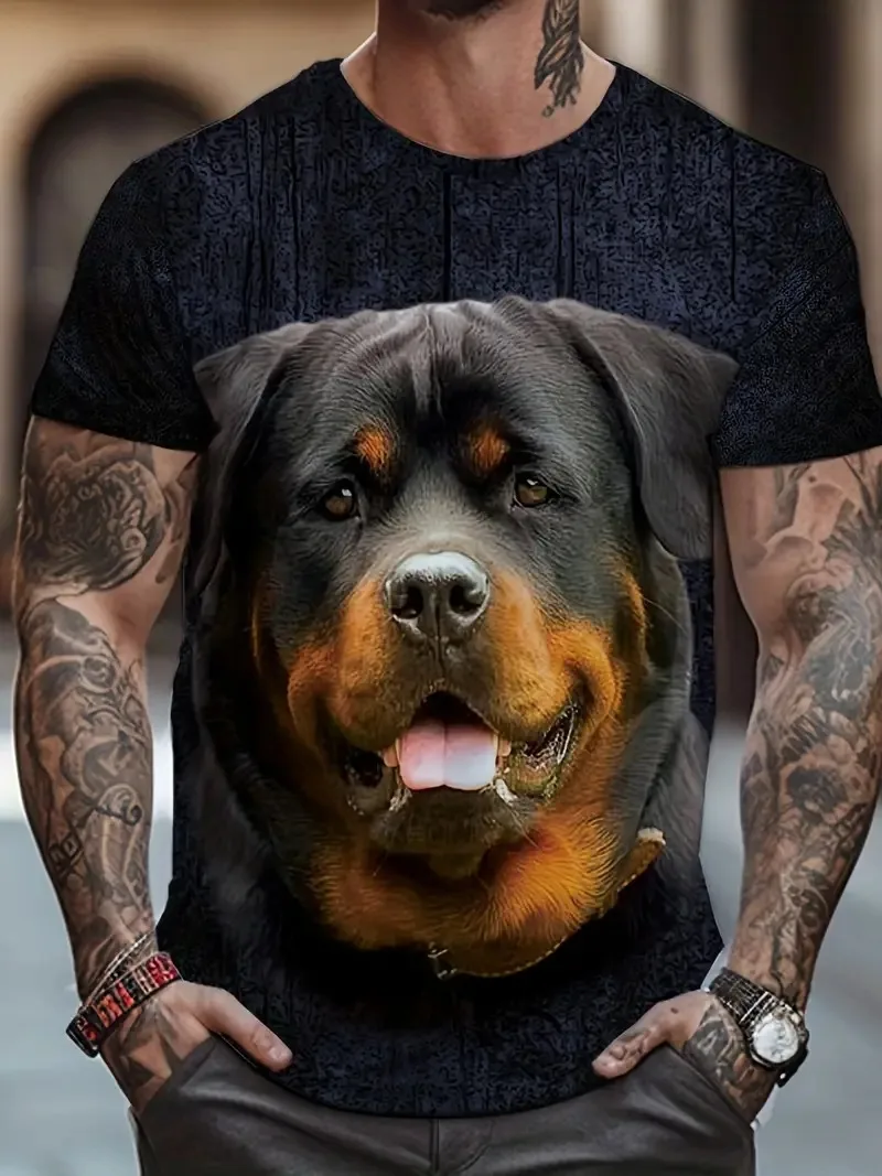 Summer Men Funny Dog T-Shirt 3D Printed Vintage Tops Tees Male Casual Stylowa odzież z krótkim rękawem Moda Crew Neck Streetwear