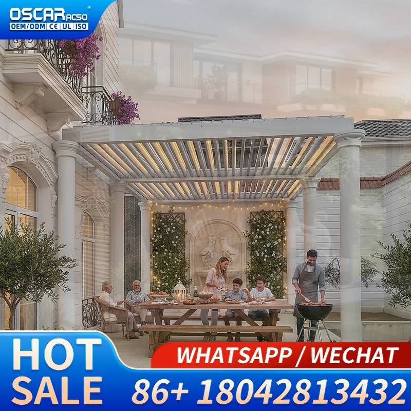 3x3 3x4 4x4 6x4m Factory Wholesale Modern Outdoor Bioclimatic Garden Aluminium Louvered Shade Structure in Backyard Patio Balcon