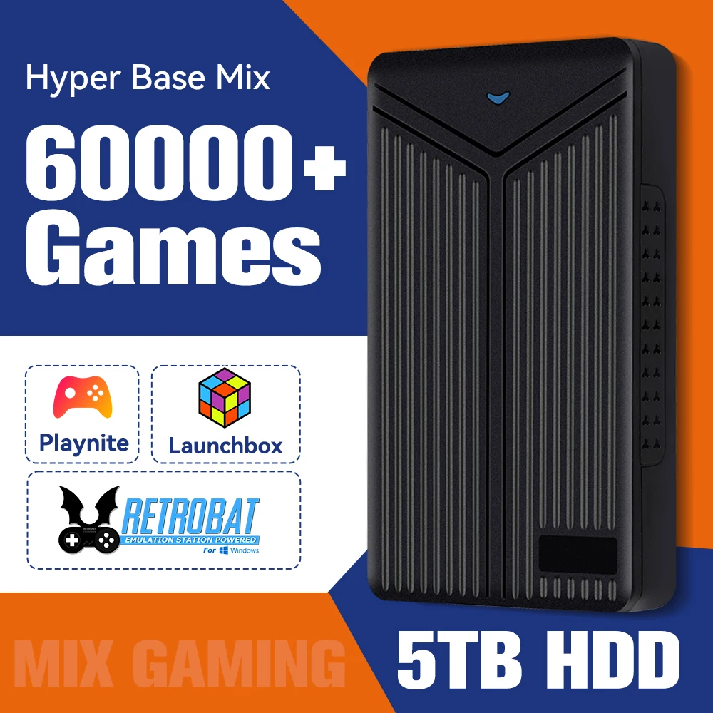 Mix 5TB Gaming Hard Drive With 60000+ Games For PS4/PS3/PS2/GameCube/Sega Saturn/WII/Wiiu Games HDD Plug&Play For WIN PC/Laptop